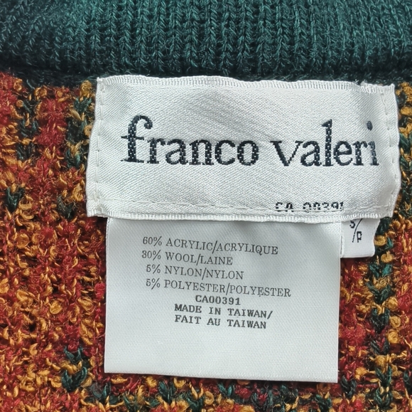 Vintage Franco Valeri Plaid Wool Blend Cardigan Gold Buttons Preppy Size S - Picture 2 of 10